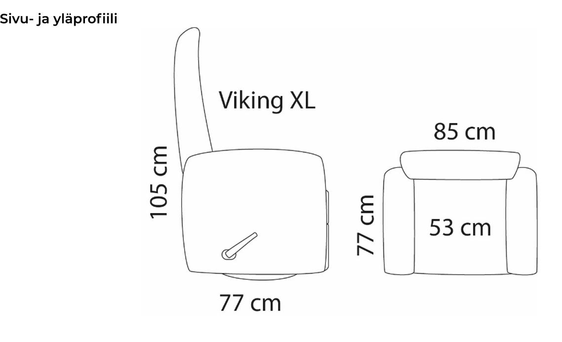 Viking XL recliner mittatiedot